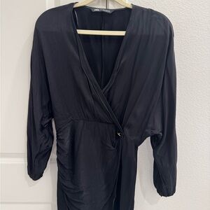 Zara Elegant Black Wrap Dress
